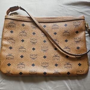 MCM Brown Logo Messenger Bag